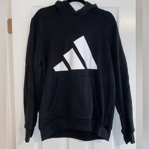 MENS ADIDAS BLACK HOODIE SWEATSHIRT - L